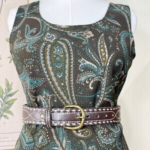 Brown White Cowhide Bonded Belt Coastal Cowgirl Western Southwestern Fairy 32